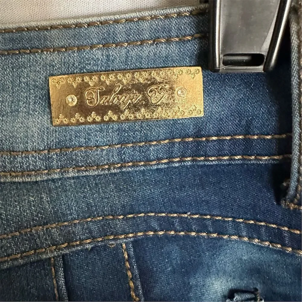 Salvaje Evolution Women's embellished space/Art‎ Acid Wash Denim jeans Size 9